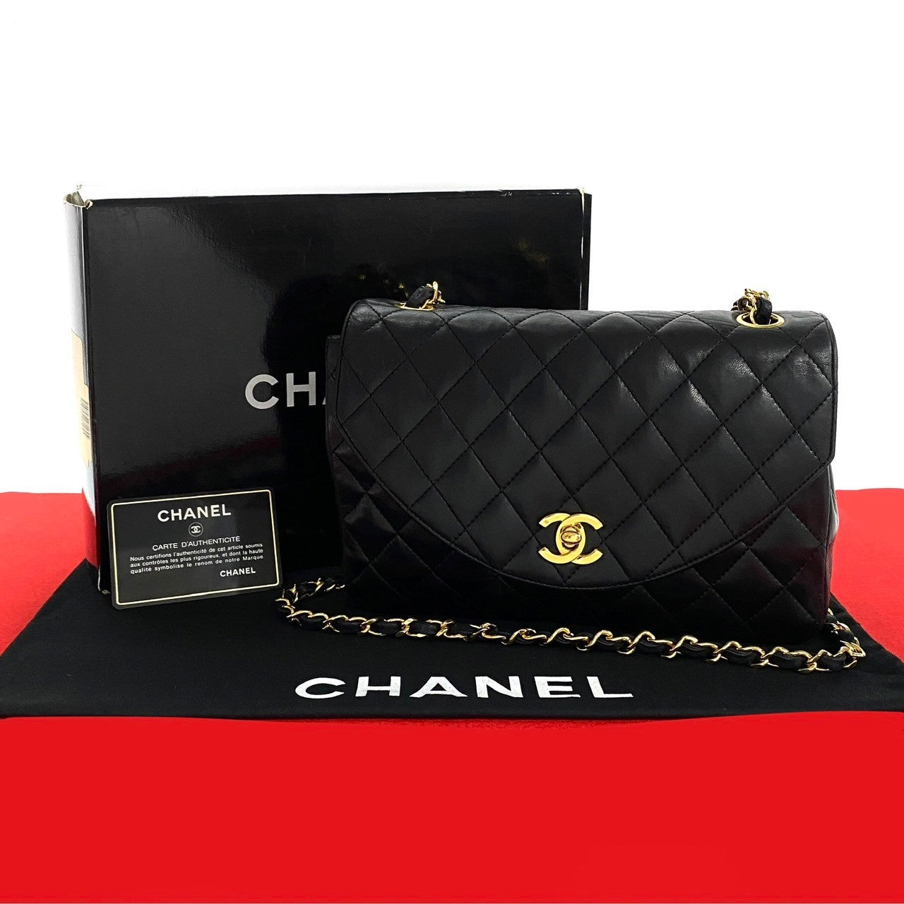 CHANEL Shoulder Bag lambskin black Matrasse
