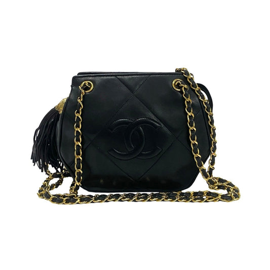 CHANEL Shoulder Bag lambskin black Matrasse