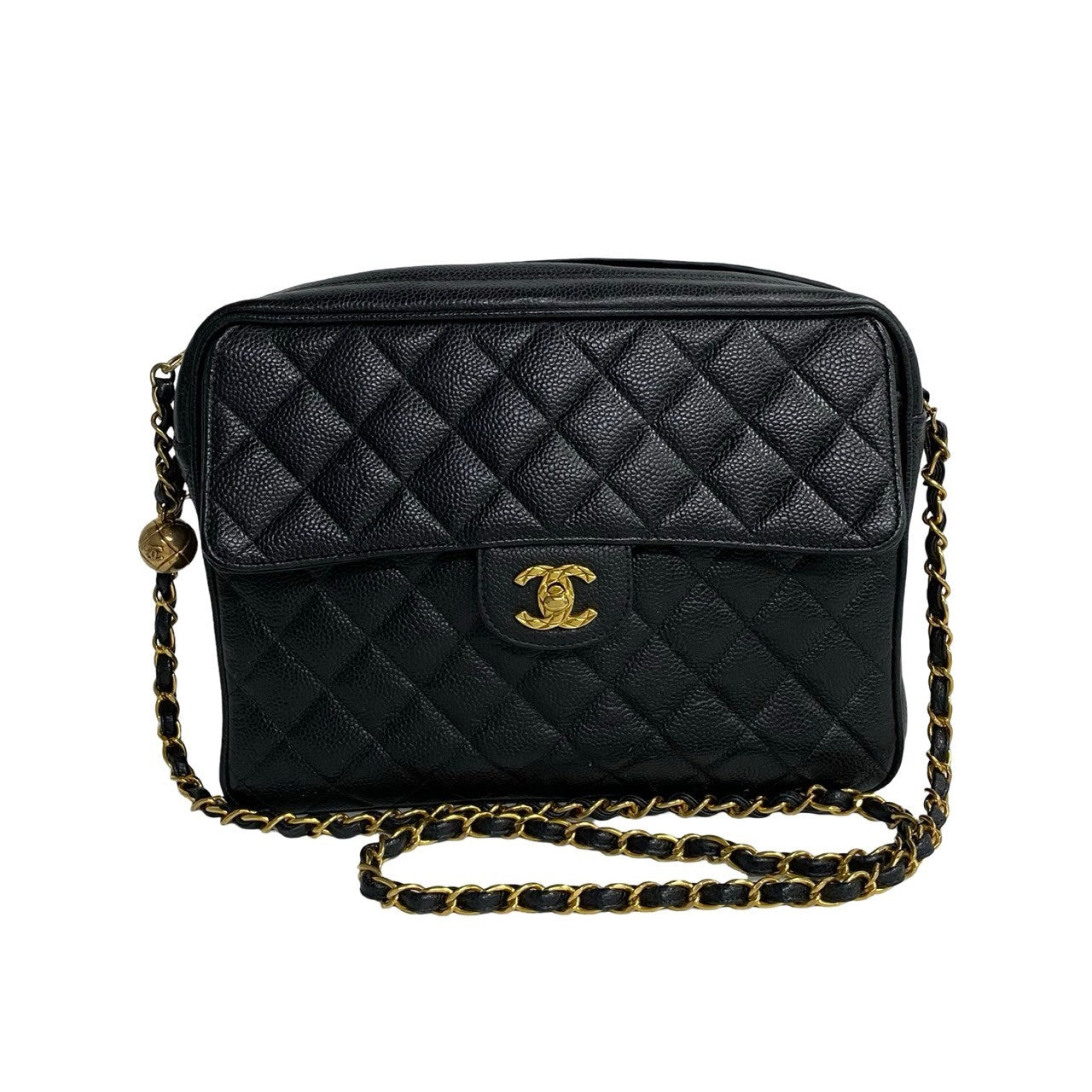 CHANEL Shoulder Bag Matt caviar skin black Matrasse