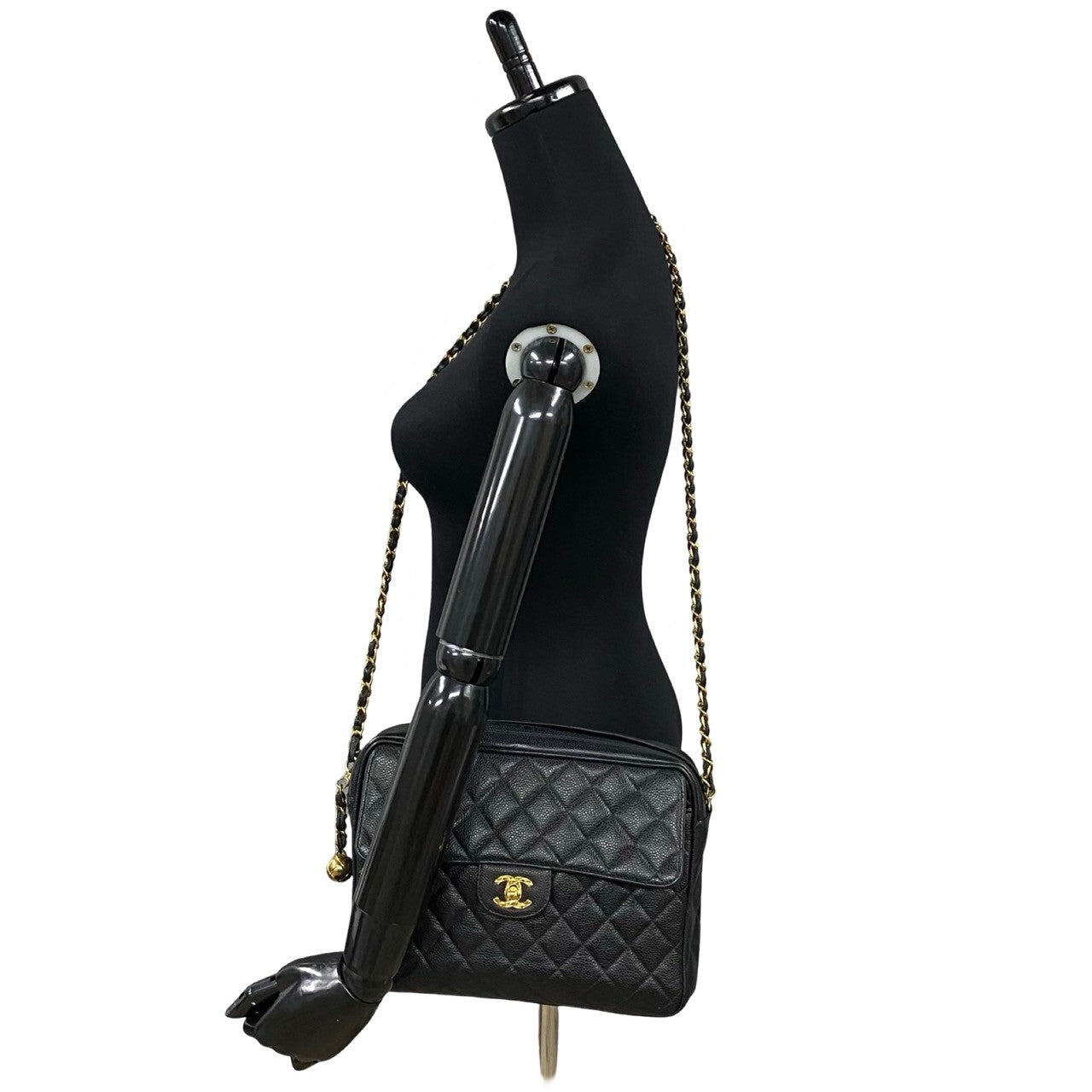 CHANEL Shoulder Bag Matt caviar skin black Matrasse