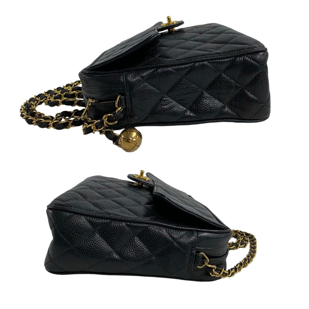 CHANEL Shoulder Bag Matt caviar skin black Matrasse