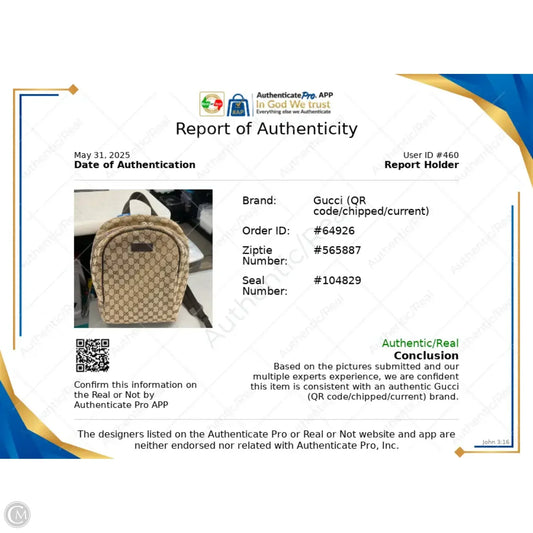 Backpack Luxury Designer By Gucci, Size: Medium