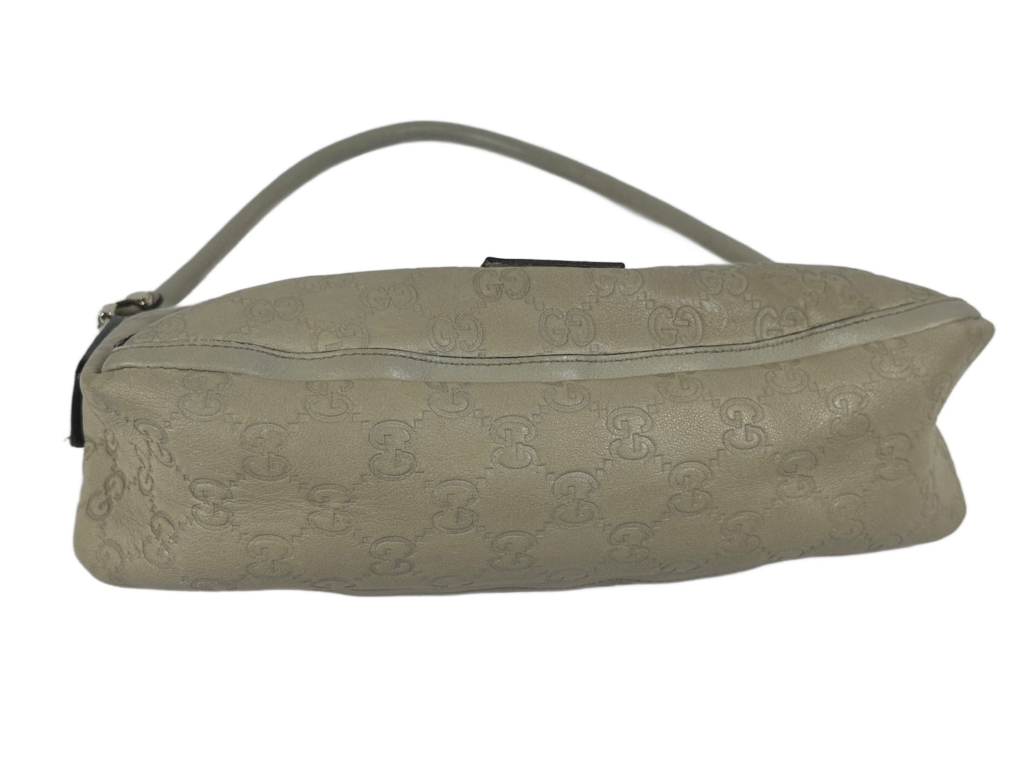 Gucci Vintage Ivory Leather GG Monogram Abbey Pochette Shoulder Bag