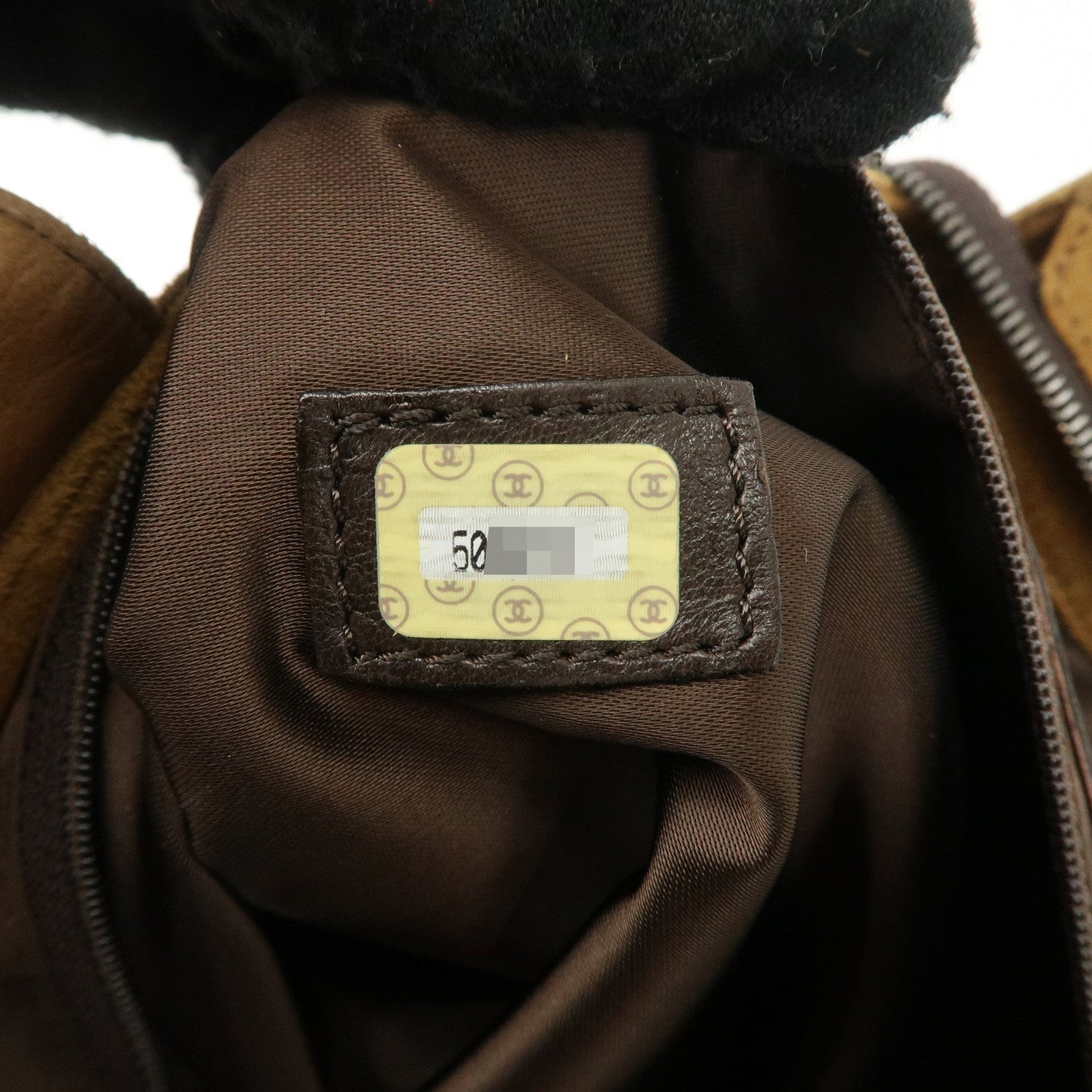 CHANEL Logo Suede Tote Bag Shoulder Bag Brown