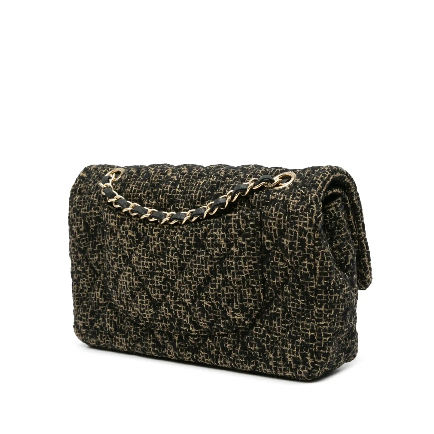 Black Chanel Medium Classic Tweed Double Flap Shoulder Bag