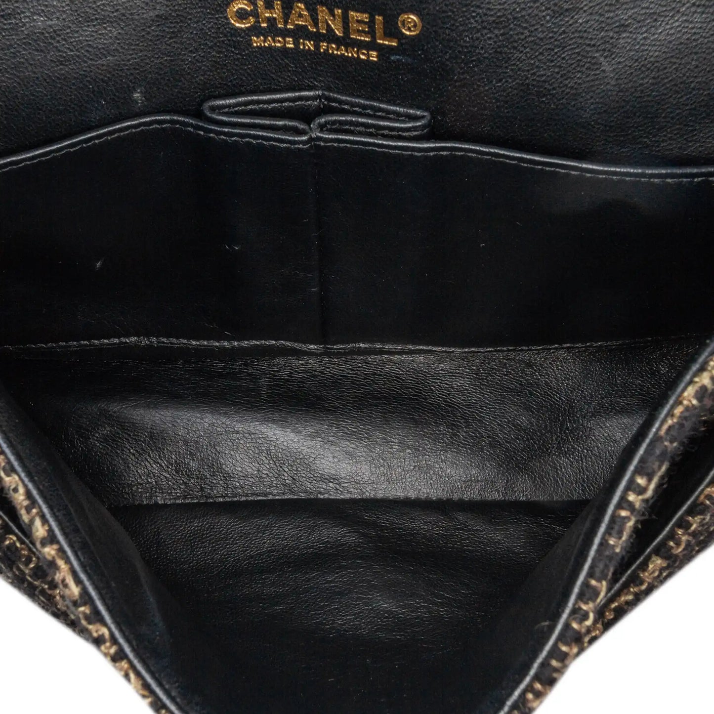 Black Chanel Medium Classic Tweed Double Flap Shoulder Bag