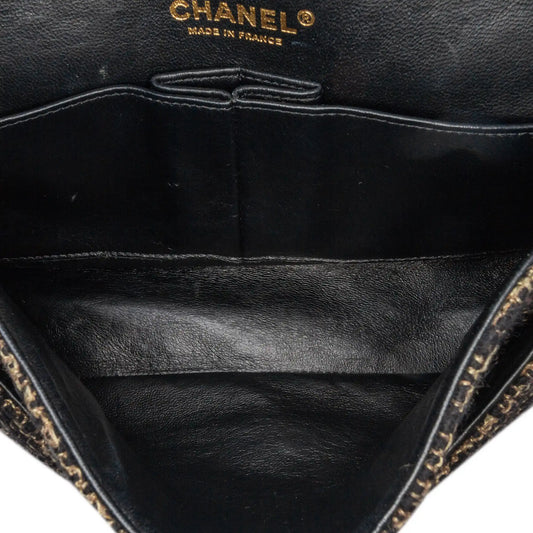Black Chanel Medium Classic Tweed Double Flap Shoulder Bag