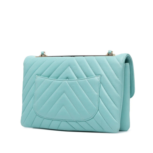 Blue Chanel Chevron Lambskin Trendy CC Flap Shoulder Bag