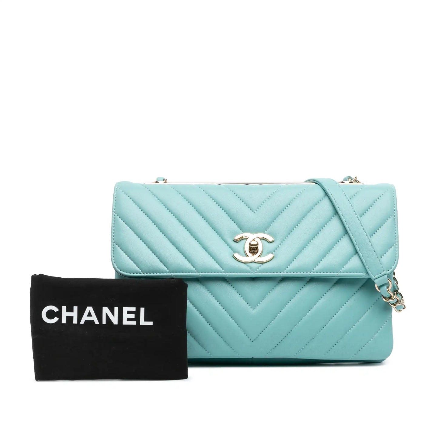 Blue Chanel Chevron Lambskin Trendy CC Flap Shoulder Bag