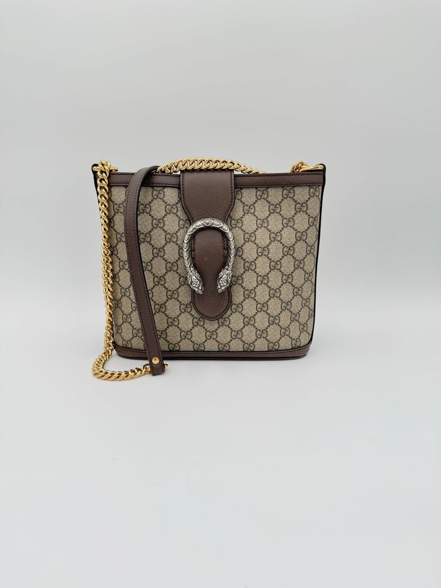 Diaper Bag Luxury Designer By Gucci In Taupe, Size:Medium