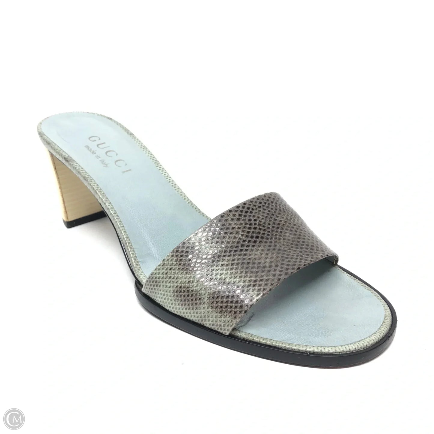 Shoes Luxury Designer By Gucci In Green & Tan, Size: 6