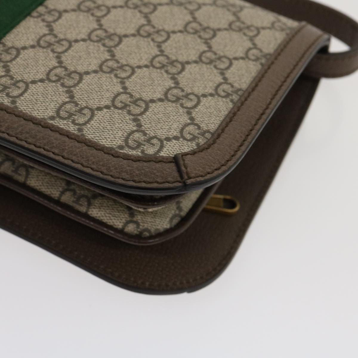 GUCCI GG Supreme Ophidia Web Sherry Line Shoulder Bag Beige  29884A