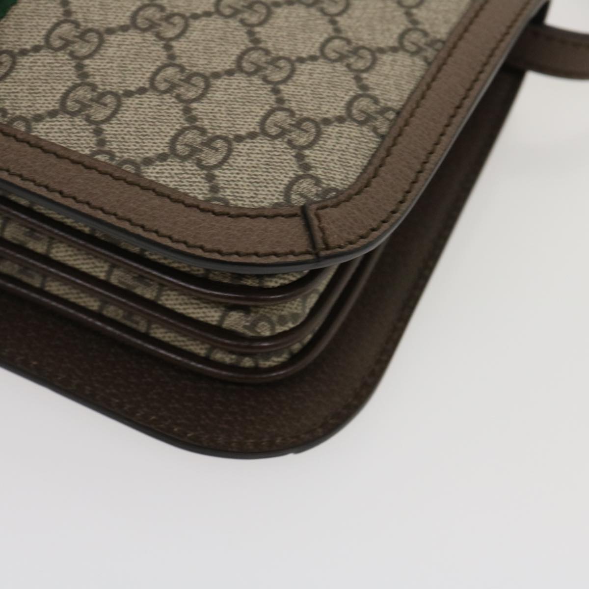 GUCCI GG Supreme Ophidia Web Sherry Line Shoulder Bag Beige  29884A