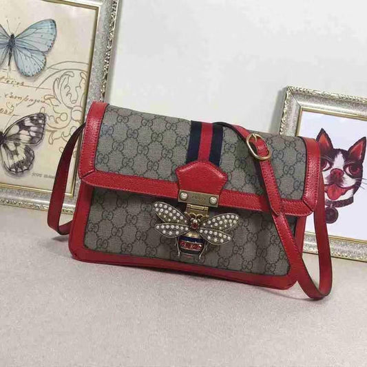Gucci Queen Margaret GG Supreme Medium Shoulder Bag Red