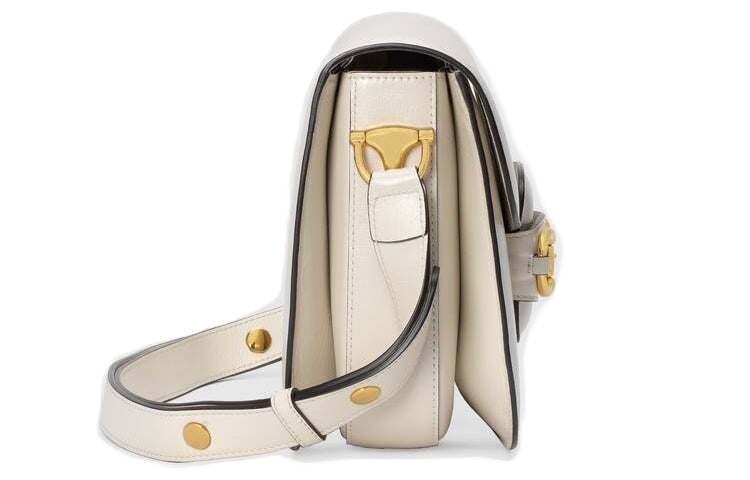 (WMNS) Gucci Horsebit 1955 Retro Gold buckle Leather Shoulder Messenger Bag Small White Classic 602204-1DB0G-9022