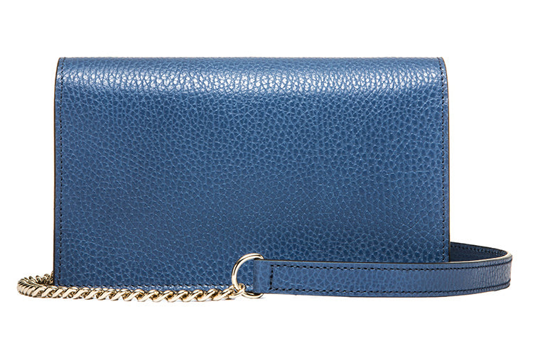 (WMNS) GUCCI Logo Double G Leather WOC Chain Shoulder Messenger Bag Blue Classic 510314-CAO0G-4231
