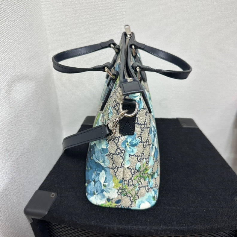Gucci GG Supreme Blooms Reversible Tote,Blue,Canvas