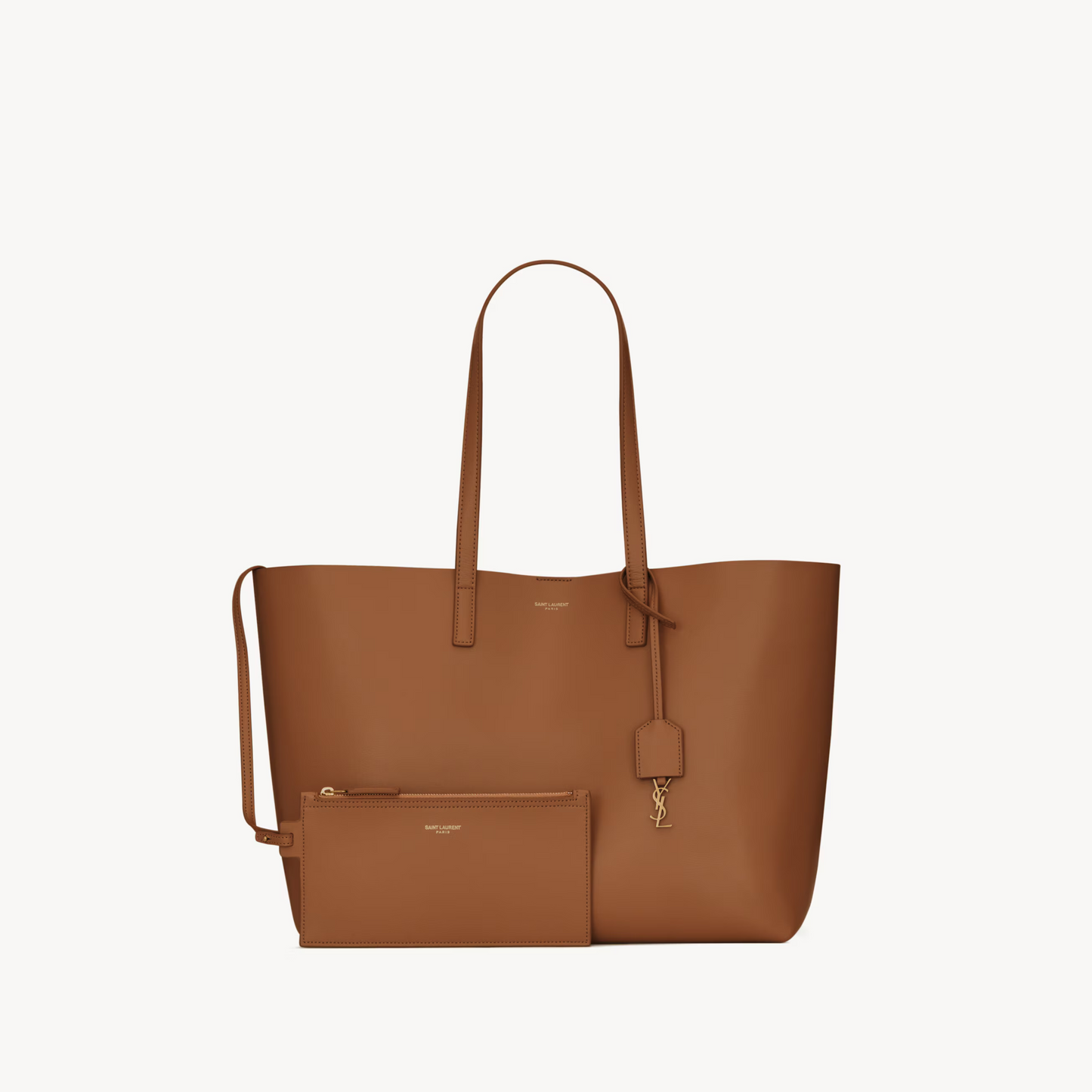 Saint Laurent Large East/West Tote Bag in Brick Leather – Cassandre Charm