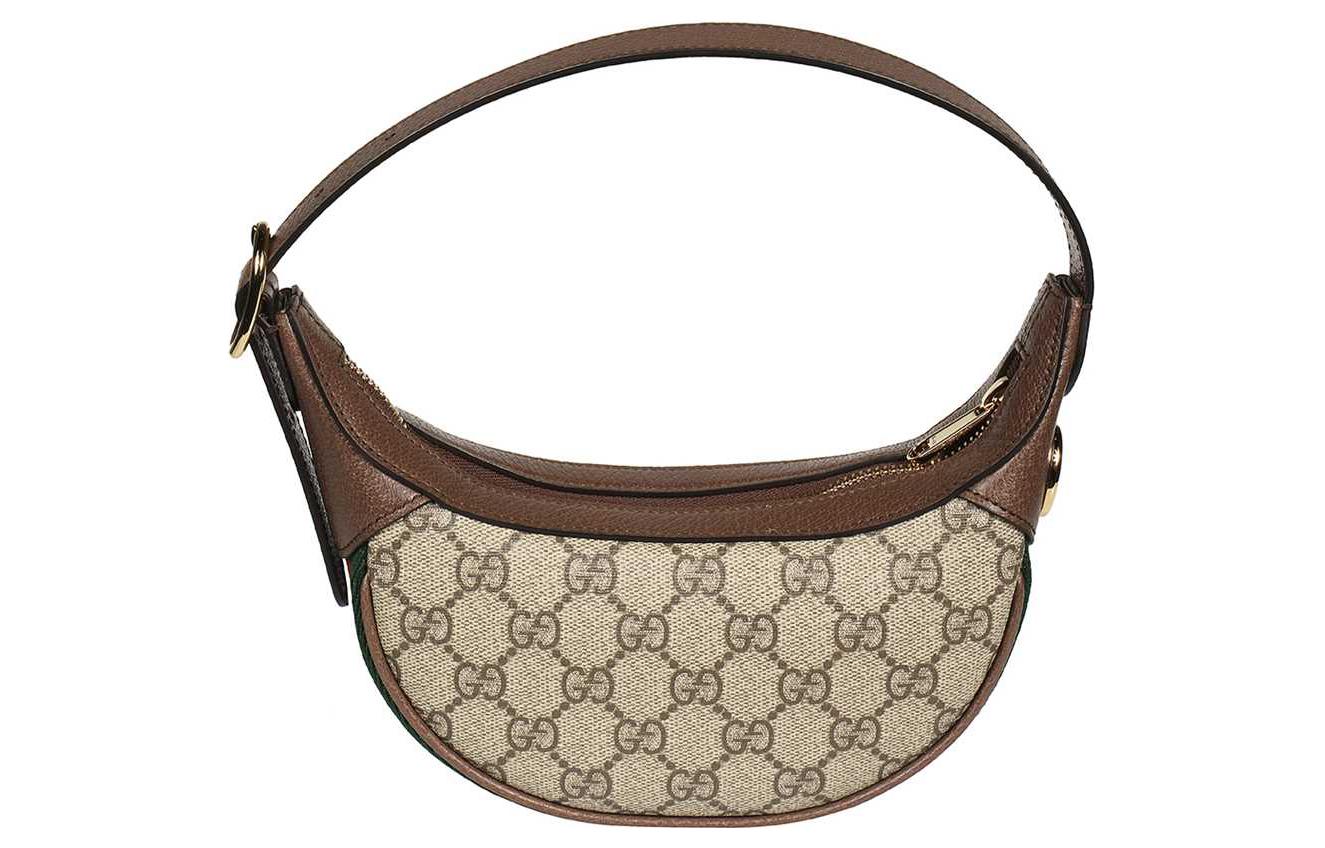 (WMNS) Gucci Ophidia Retro Logo Stripe Webbing Canvas Armpit Ebony / Brown Shoulder Bag 658551-96IWG-8745