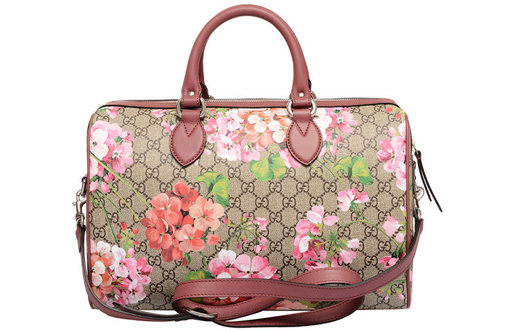 (WMNS) Gucci GG Blooms Logo Printing Canvas Boston Ebony / Pink HandBag 409527-KU2IN-8693