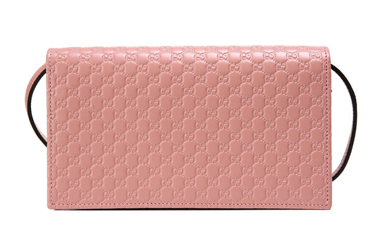 GUCCI Logo Embossing Leather Logo Leather Shoulder Messenger Bag Pink Candy 466507-BMJ1G-5806