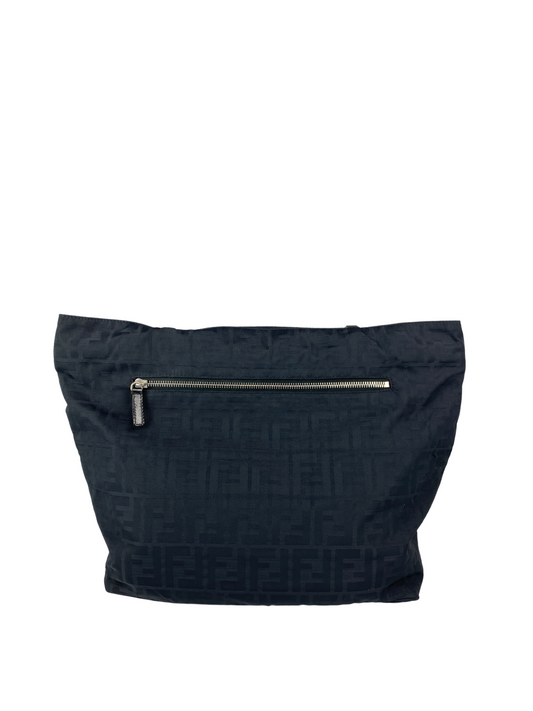 FENDI - BLACK ZUCCA LOGO NYLON TOTE BAG - VINTAGE