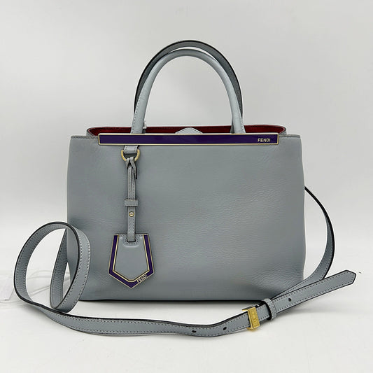 FENDI Vitello Dolce Century Petite 2Jours Tote Blue Red LA11451