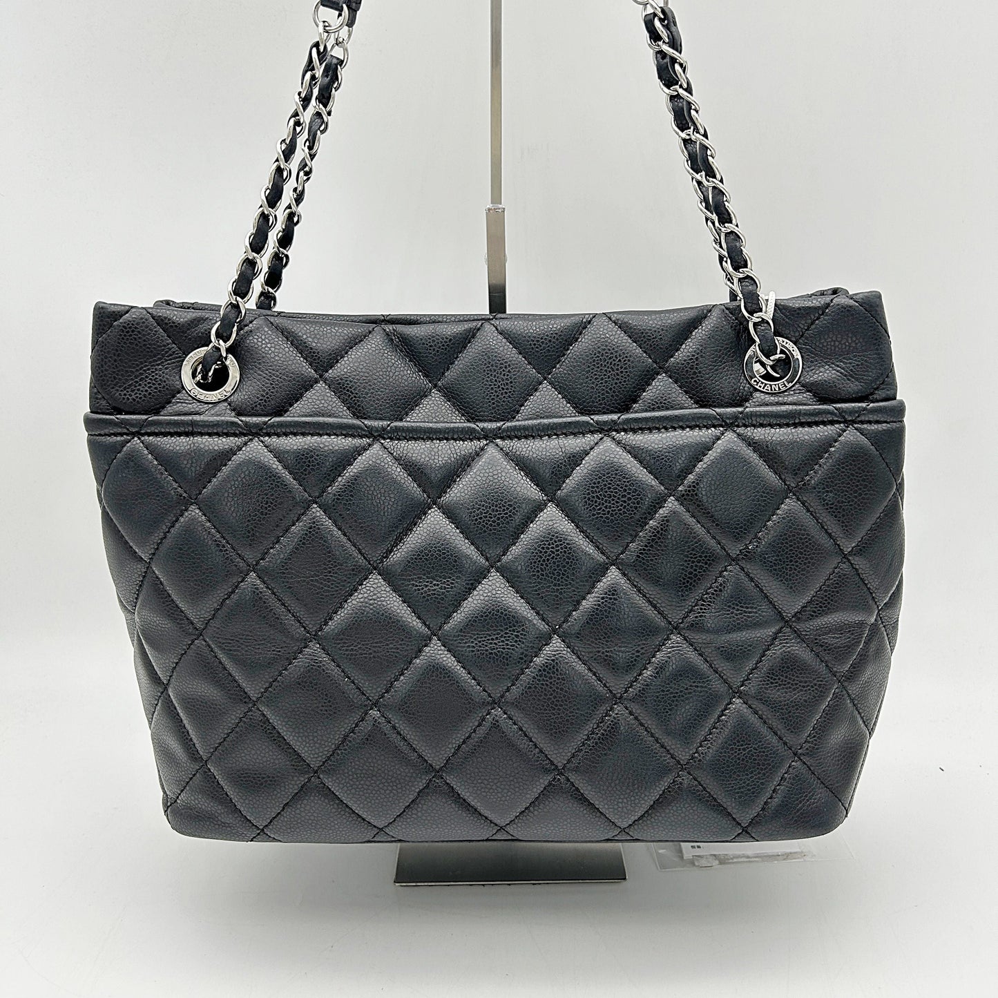 CHANEL Caviar Quilted CC Timeless Soft Tote Black LA27290