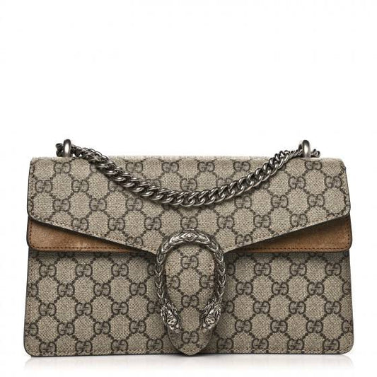 GUCCI GG Supreme Monogram Dionysus Shoulder Bag Taupe Real leather