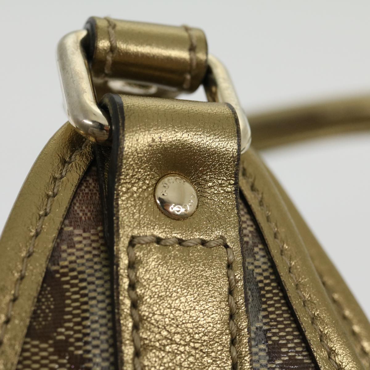 GUCCI GG Canvas Shoulder Bag Coated Canvas Beige Gold  30355