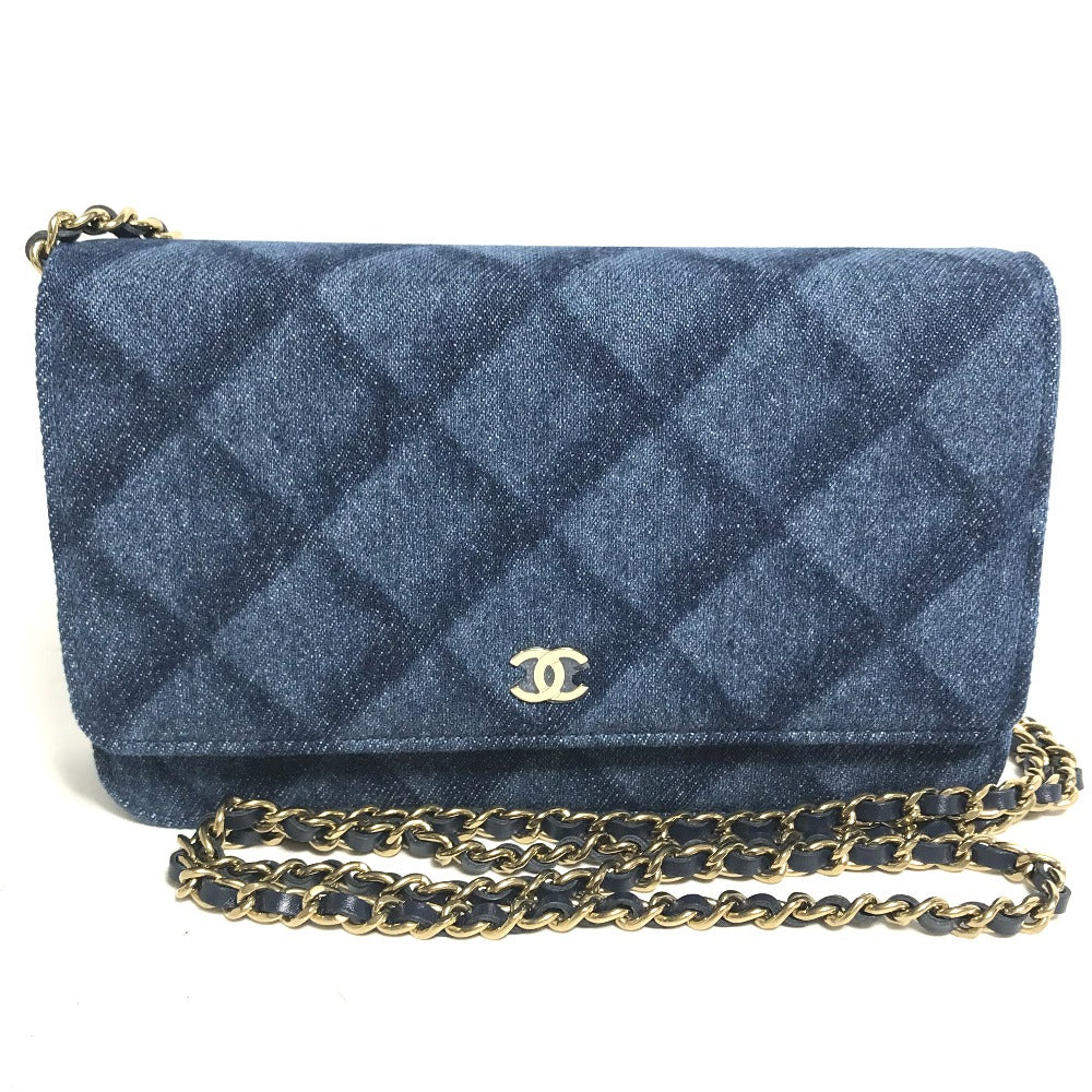 CHANEL Shoulder Bag AP0250 denim blue Long Wallet Purse Chain Bag Matrasse