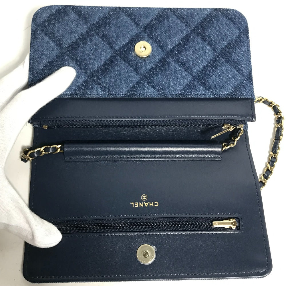 CHANEL Shoulder Bag AP0250 denim blue Long Wallet Purse Chain Bag Matrasse
