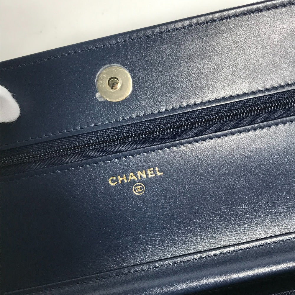 CHANEL Shoulder Bag AP0250 denim blue Long Wallet Purse Chain Bag Matrasse