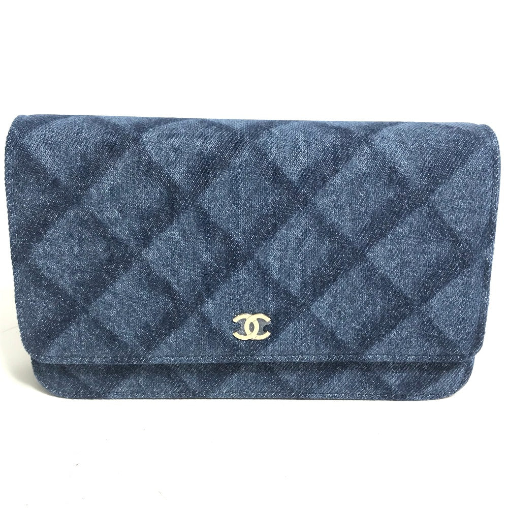 CHANEL Shoulder Bag AP0250 denim blue Long Wallet Purse Chain Bag Matrasse