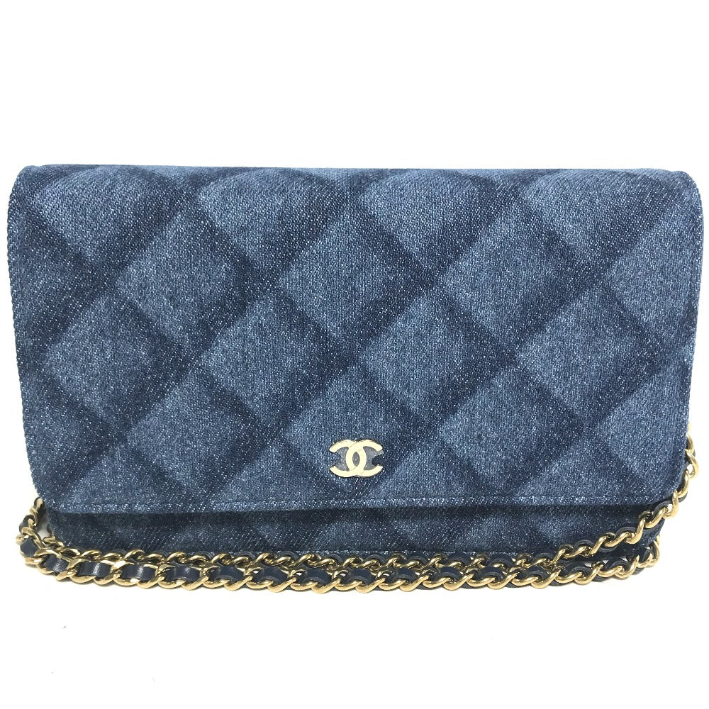 CHANEL Shoulder Bag AP0250 denim blue Long Wallet Purse Chain Bag Matrasse