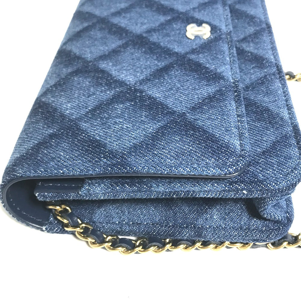 CHANEL Shoulder Bag AP0250 denim blue Long Wallet Purse Chain Bag Matrasse