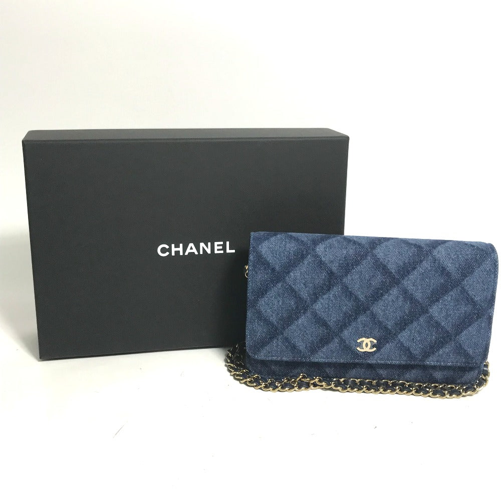 CHANEL Shoulder Bag AP0250 denim blue Long Wallet Purse Chain Bag Matrasse