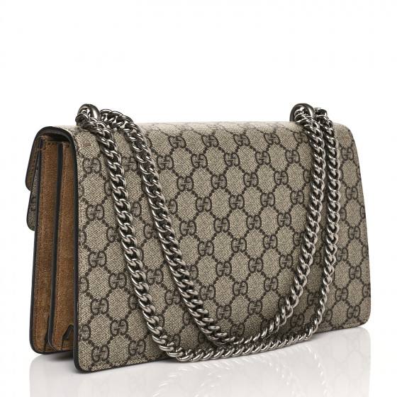 GUCCI GG Supreme Monogram Dionysus Shoulder Bag Taupe Real leather