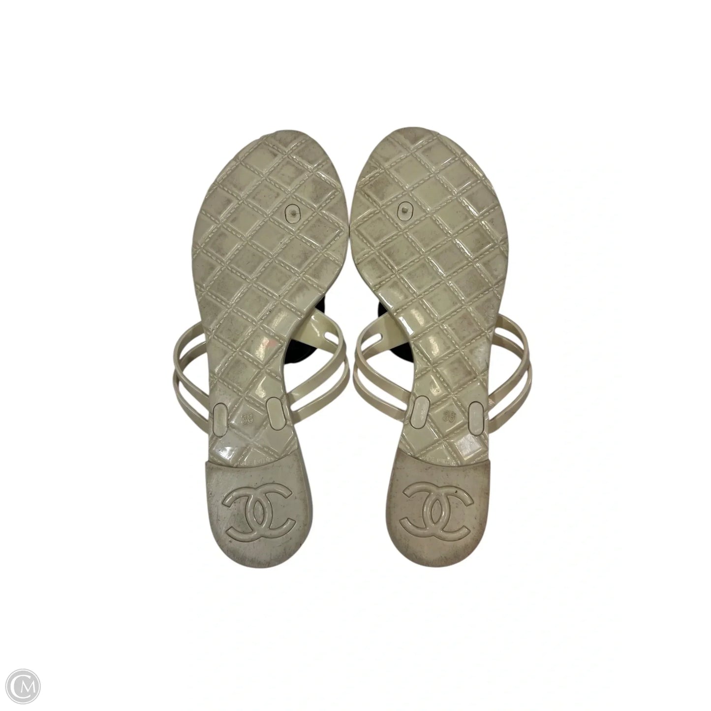 Sandals Designer By Chanel In Black & Tan, Size: 7.5