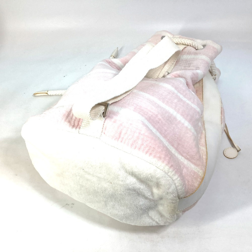 CHANEL Shoulder Bag cotton pink beach bag shoulder CC COCO Mark Border Pile Women Used