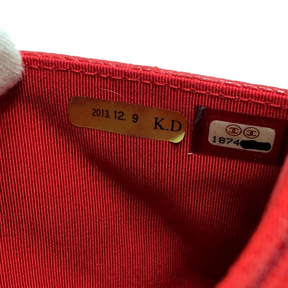 CHANEL Shoulder Bag AP0250 Caviar skin Red Long Wallet Purse CC COCO Mark Classic