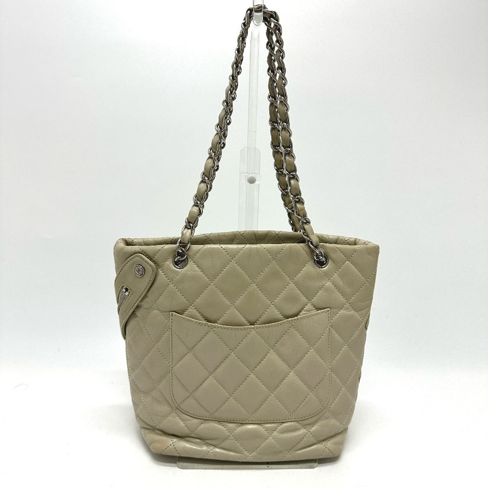 CHANEL Shoulder Bag A34317 leather white Cambon Line Cotton Club CC COCO Mark