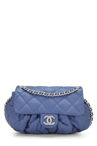 Chanel,  Blue Quilted Calfskin Chain Around Shoulder Bag, Blue