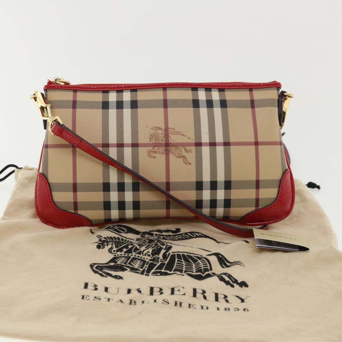 Burberry Nova Check Shoulder Bag PVC Leather bright rose 3910756 Auth 32762A