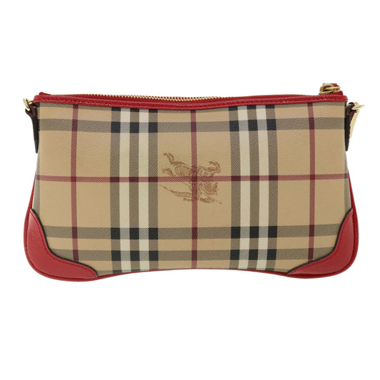 Burberry Nova Check Shoulder Bag PVC Leather bright rose 3910756 Auth 32762A