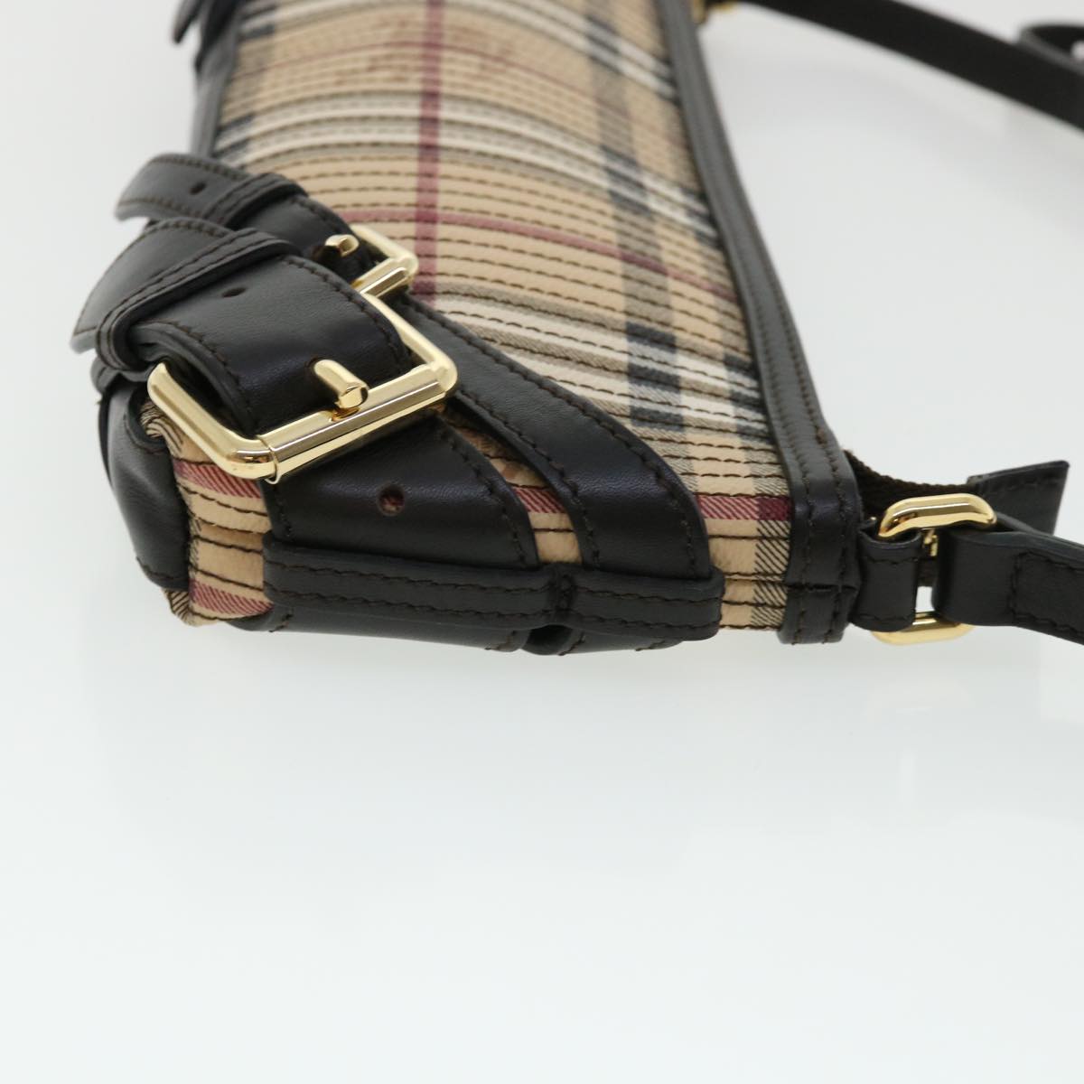 Burberry Nova Check Shoulder Bag Canvas Leather Beige Auth 32763A