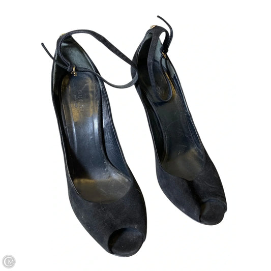 Shoes Luxury Designer By Gucci In Black, Size: 9