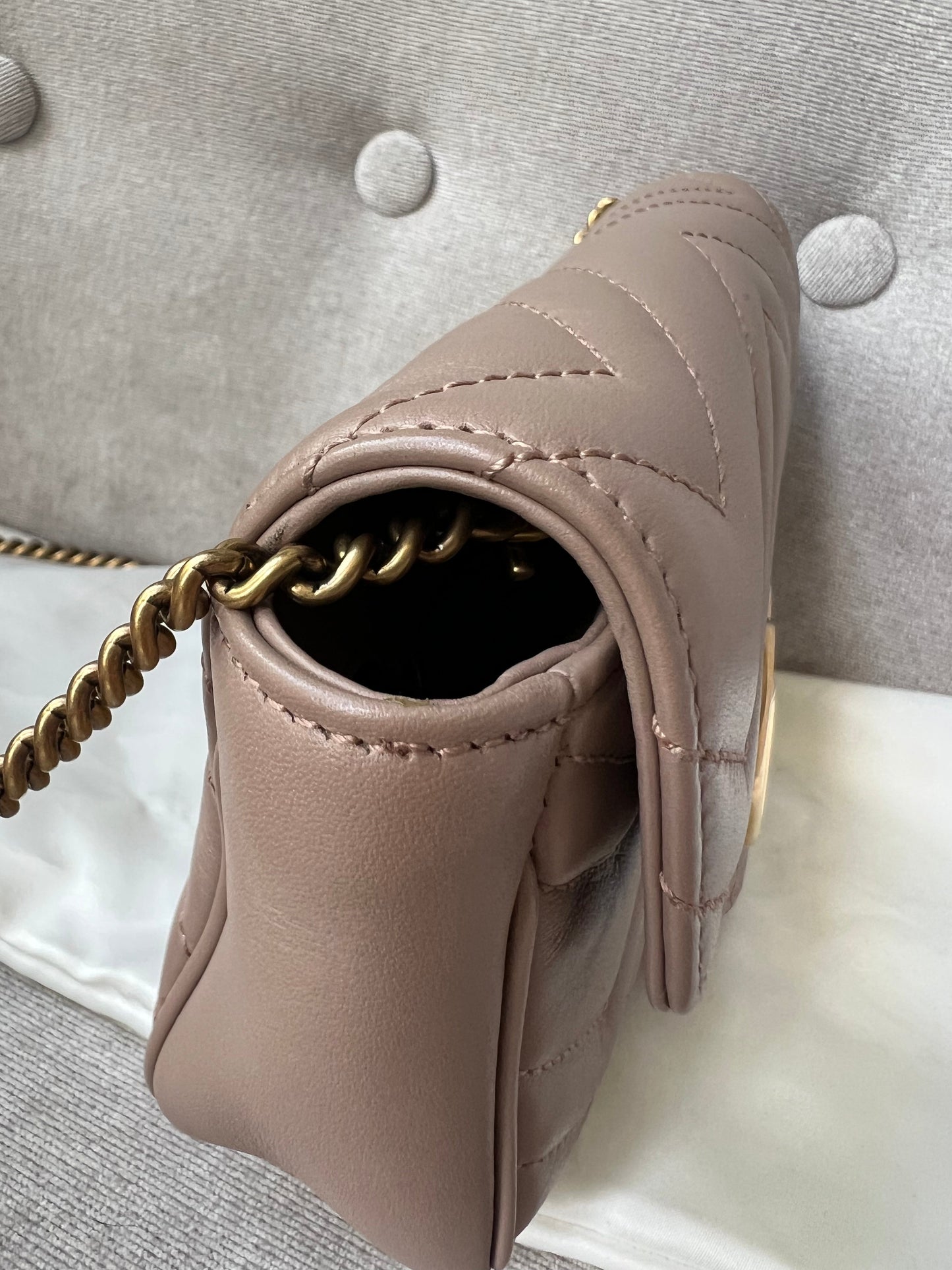 Gucci GG Dusty Pink Marmont Super Mini Shoulder Bag