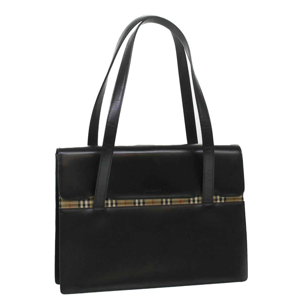 BurberrySs Shoulder Bag Leather Black Auth 36689