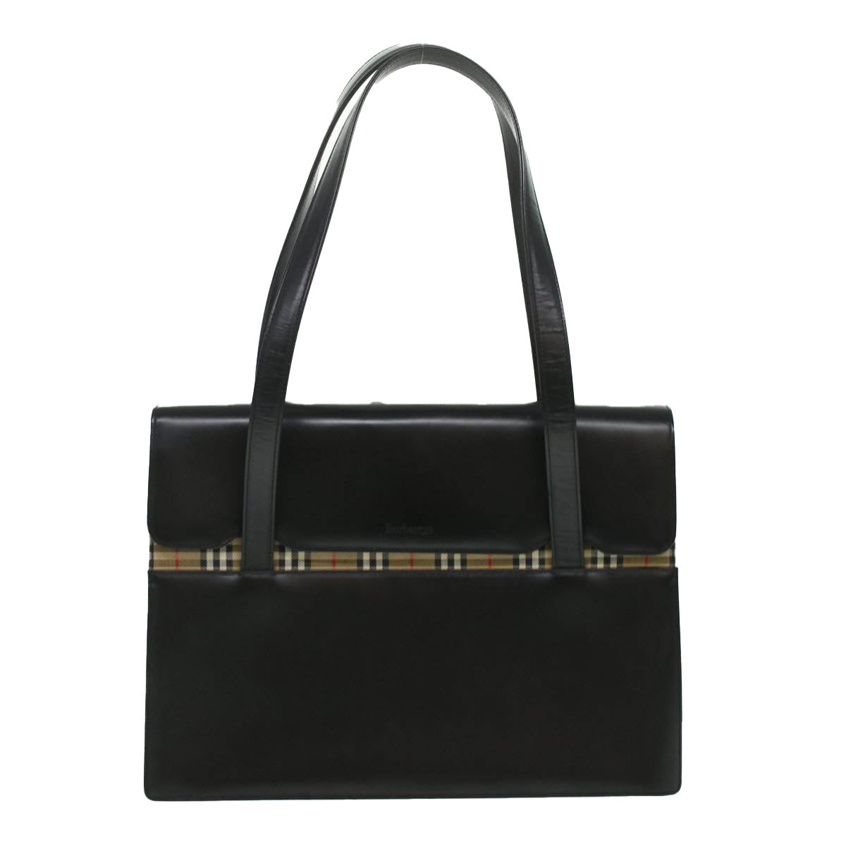 BurberrySs Shoulder Bag Leather Black Auth 36689